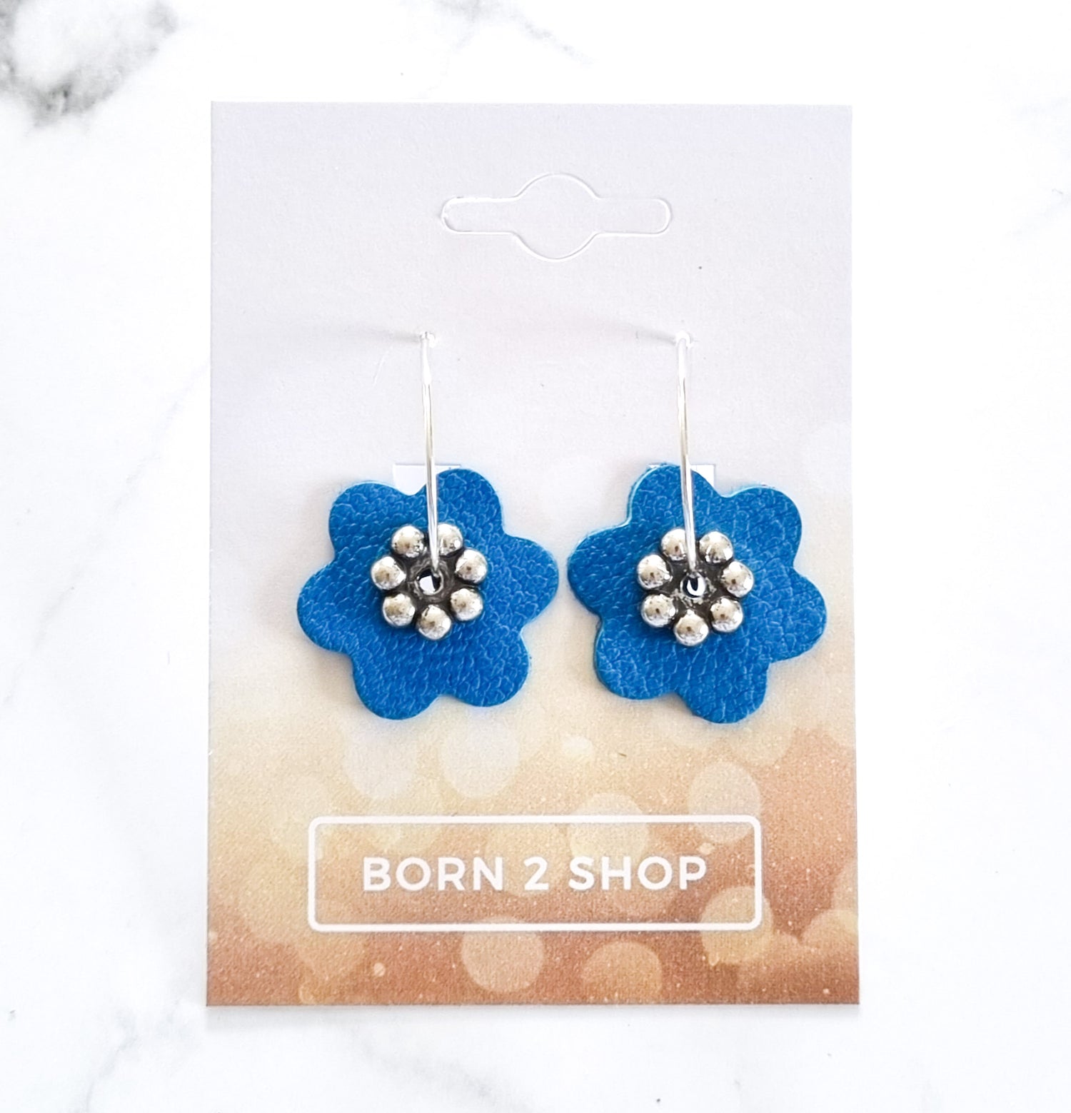 Nouvelle Zelande Chic Earrings - Flowers Denim Silver