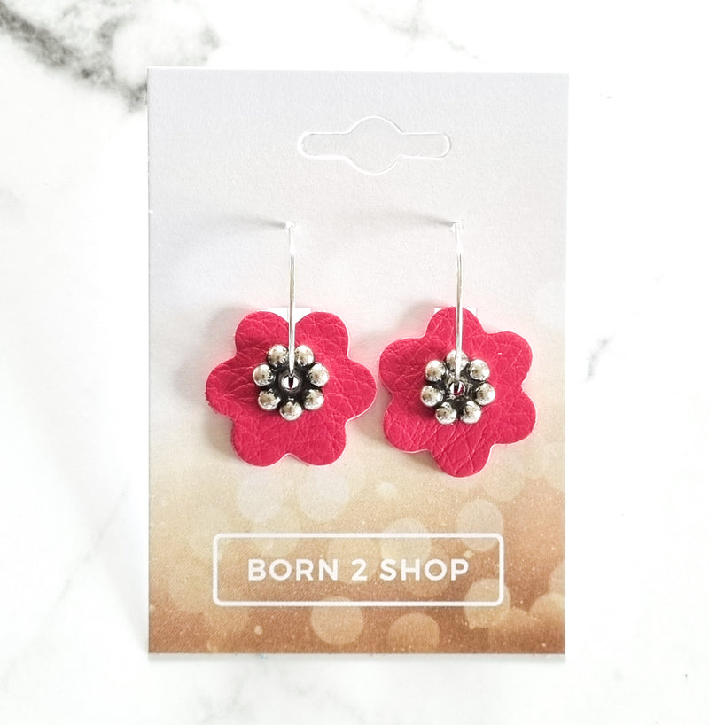 Nouvelle Zelande Chic Earrings - Flowers Hot Pink Silver
