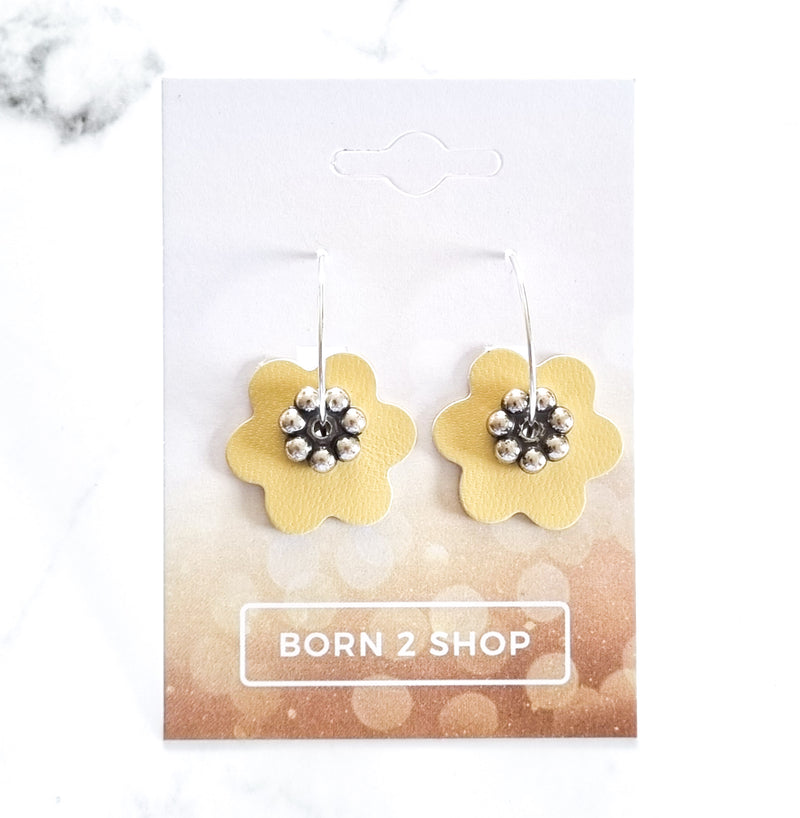Nouvelle Zelande Chic Earrings - Flowers Yellow Silver
