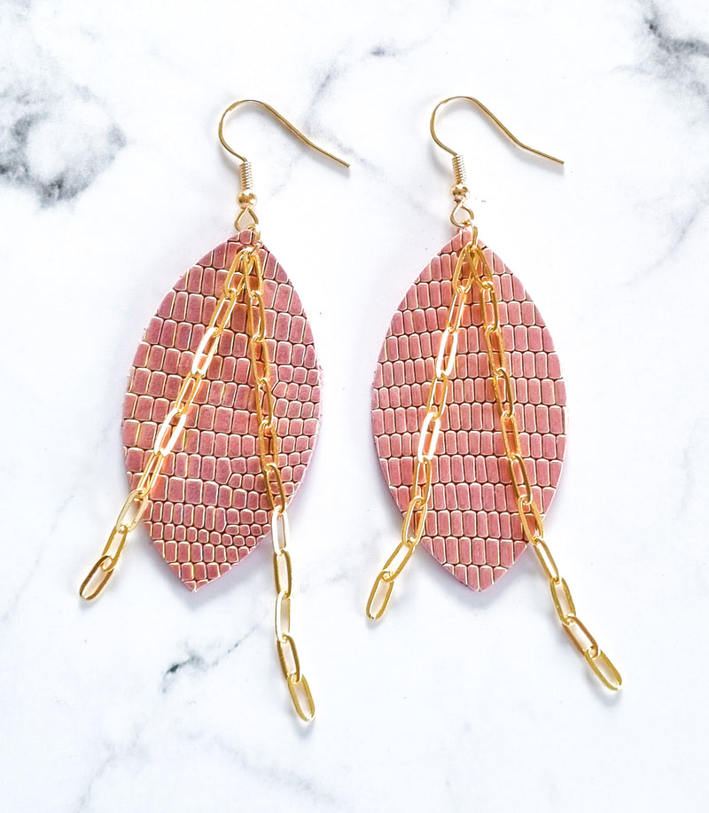 Nouvelle Zelande Chic Earrings - Oval Salmon Shine Gold