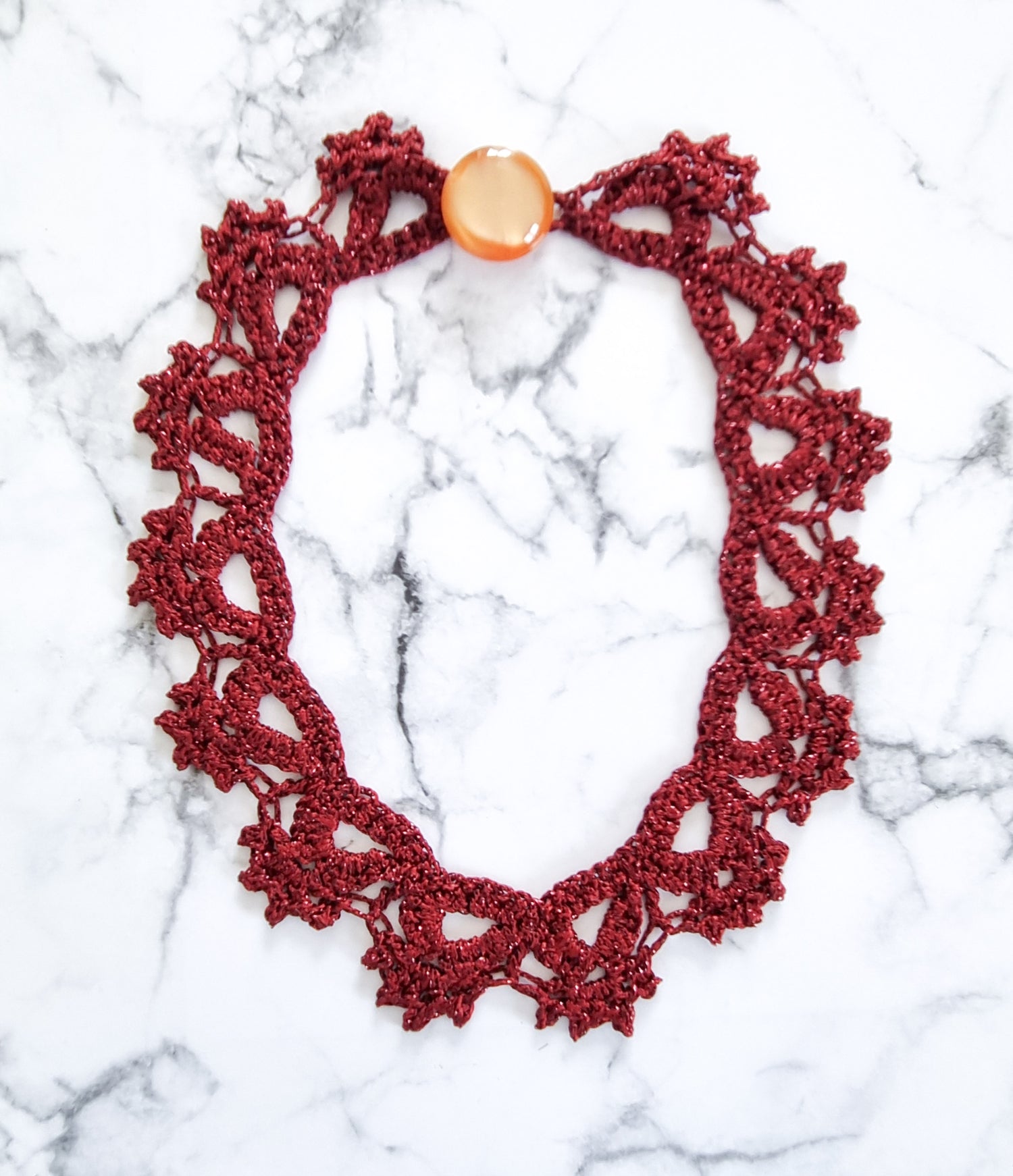 Haute Couture Handcrafted Collar Necklace - Merlot