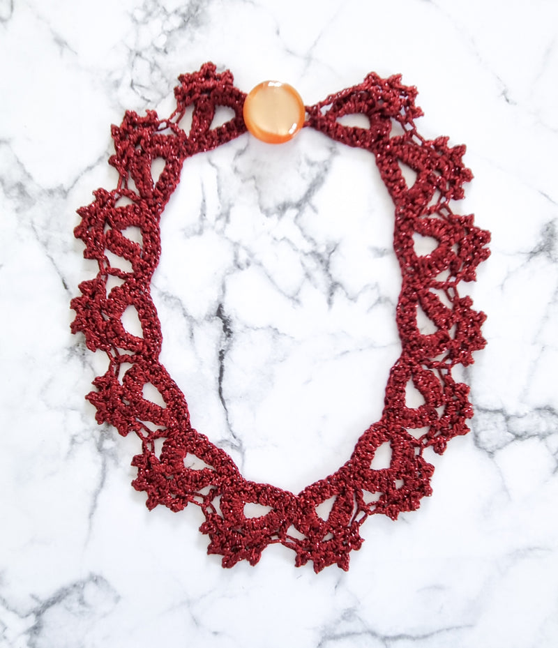 Haute Couture Handcrafted Collar Necklace - Merlot