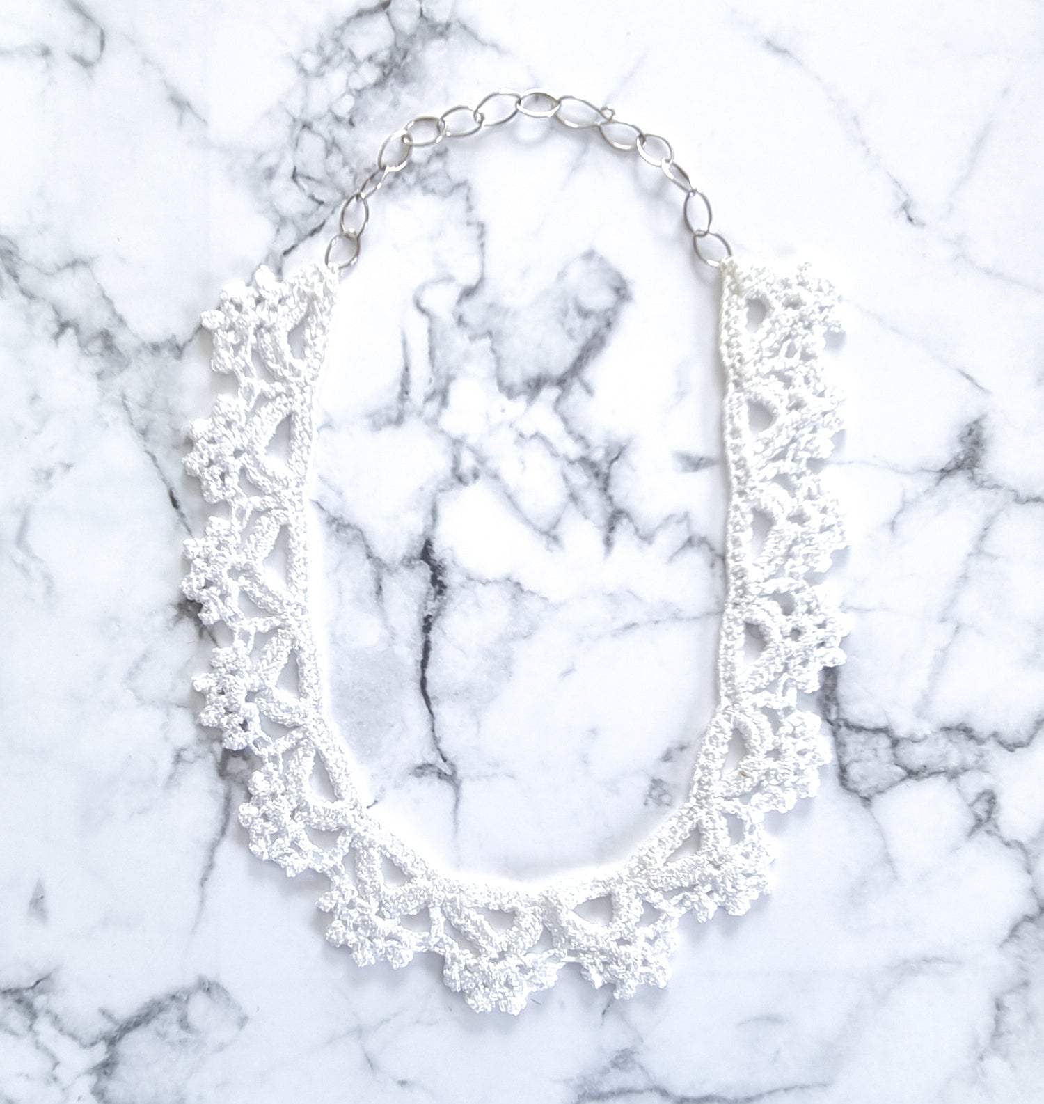 Haute Couture Handcrafted Collar Necklace - White 1