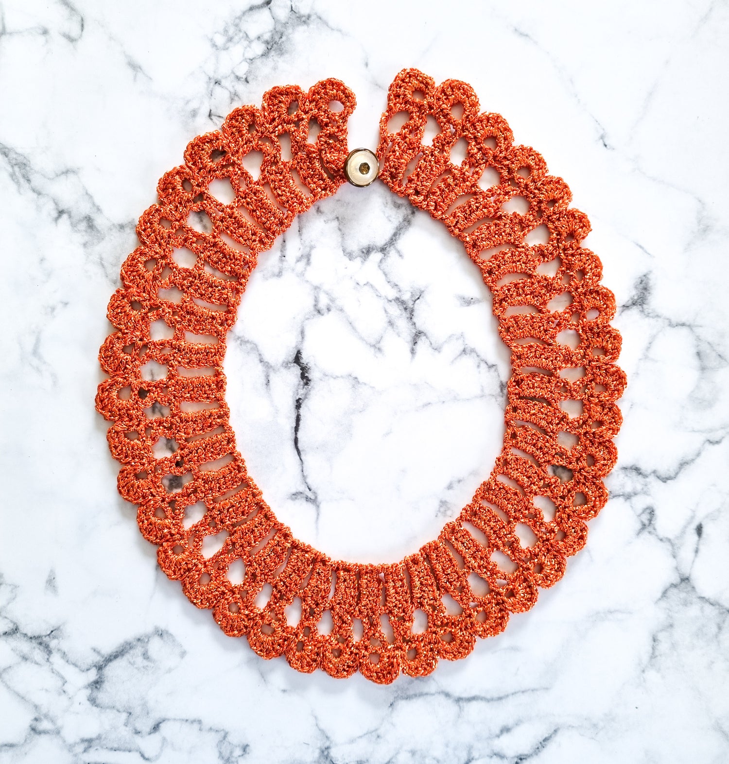 Haute Couture Handcrafted Collar Necklace - Tangerine