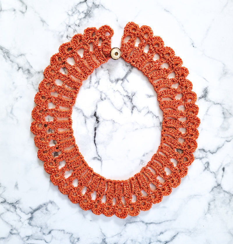 Haute Couture Handcrafted Collar Necklace - Tangerine