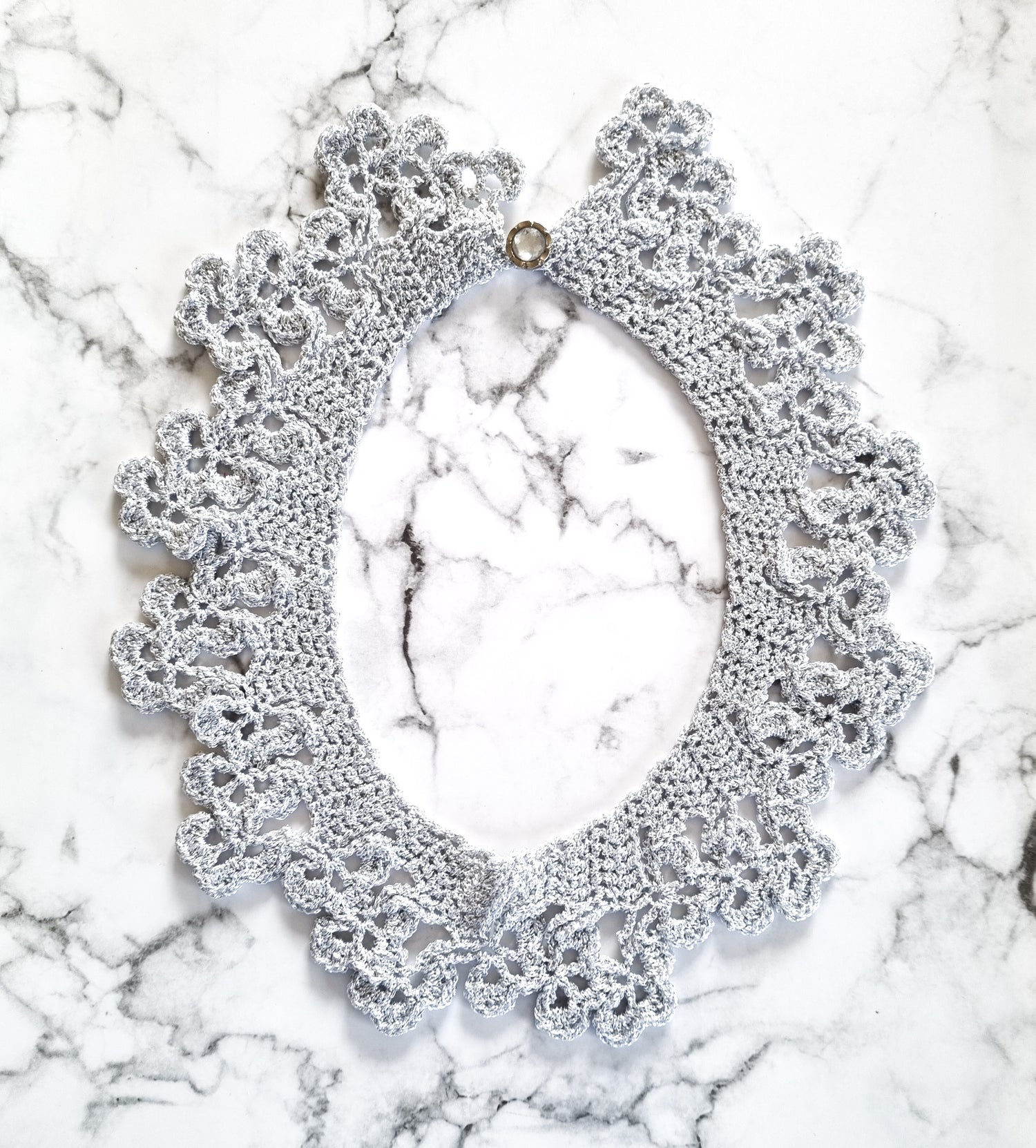 Haute Couture Handcrafted Collar Necklace - Light Grey