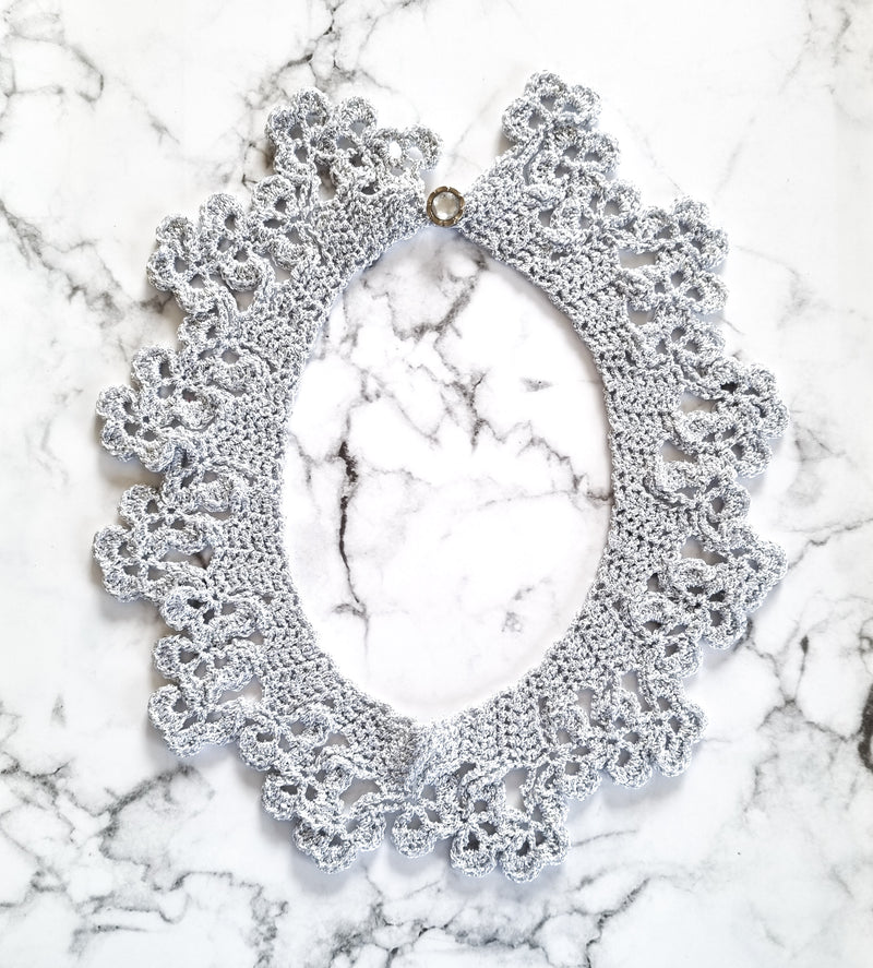 Haute Couture Handcrafted Collar Necklace - Light Grey