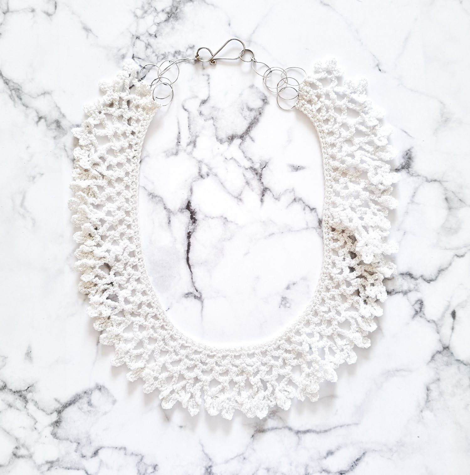 Haute Couture Handcrafted Collar Necklace - White 2