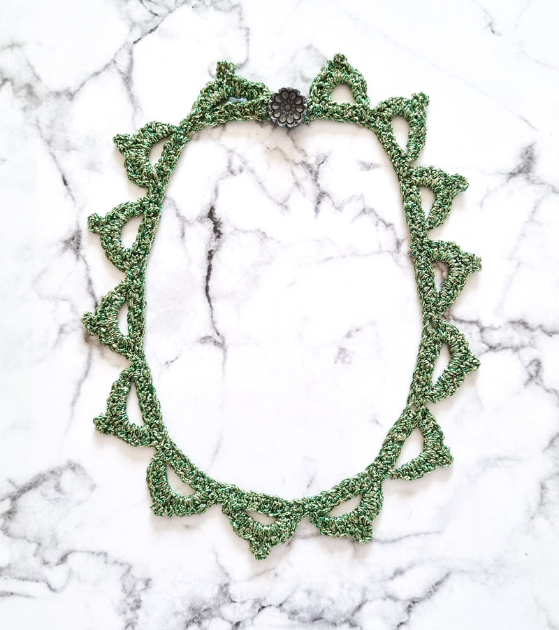 Haute Couture Handcrafted Collar Necklace - Green