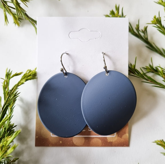 Paris Contemporary Chic Disc Earrings - Denim - Silver