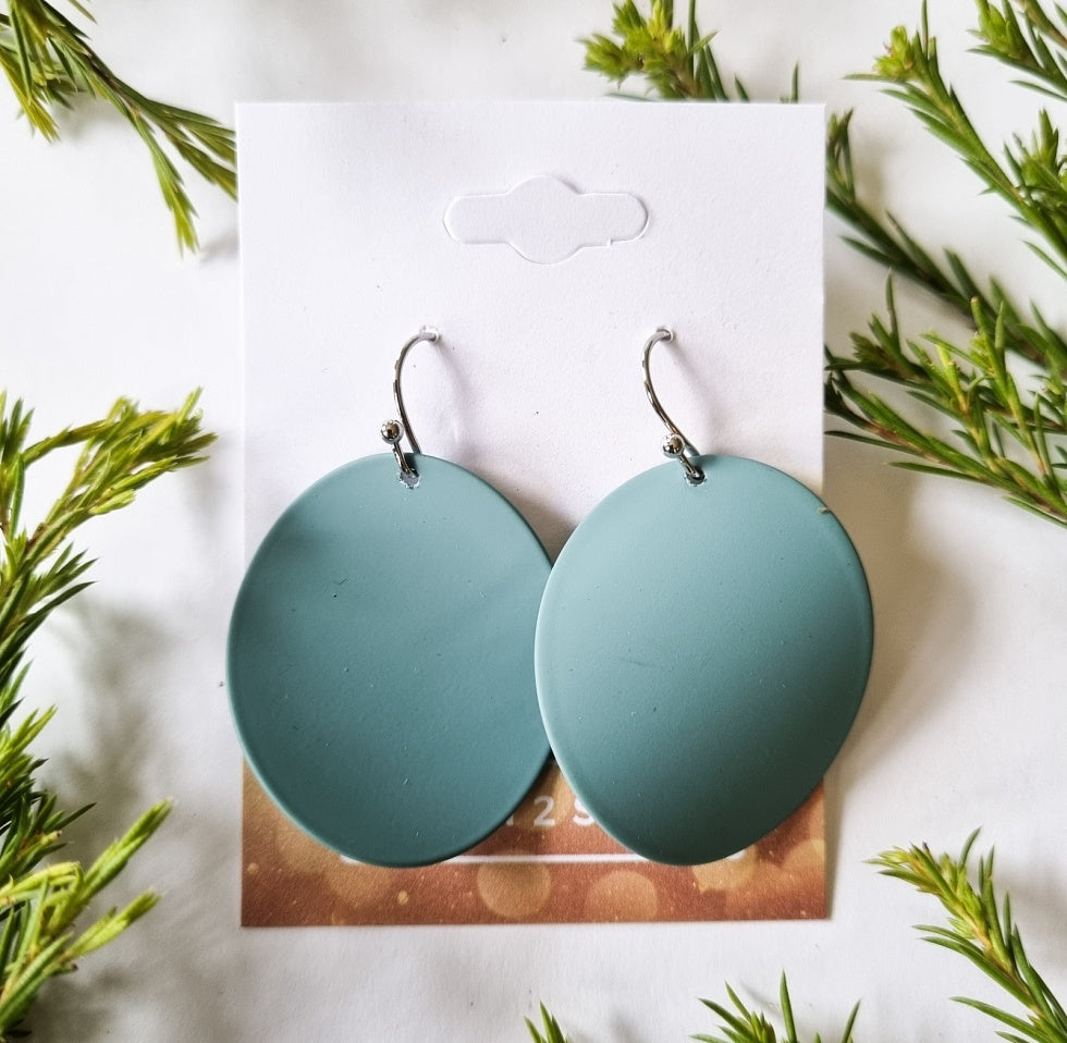 Paris Contemporary Chic Disc Earrings - Mint - Silver