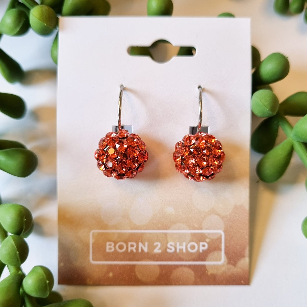 Milano Swarovski Cluster Drop Earrings - Padparadscha - Silver