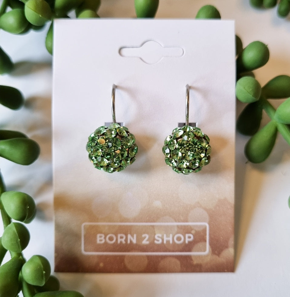 Milano Swarovski Cluster Drop Earrings - Peridot - Silver