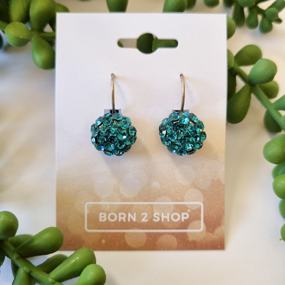 Milano Swarovski Cluster Drop Earrings - Indicolite Gold