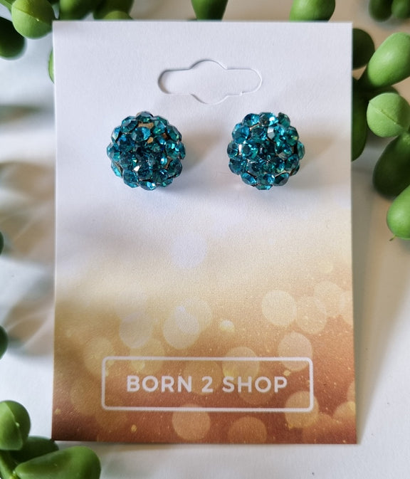 Milano Swarovski Cluster Post Earrings - Indicolite - Silver