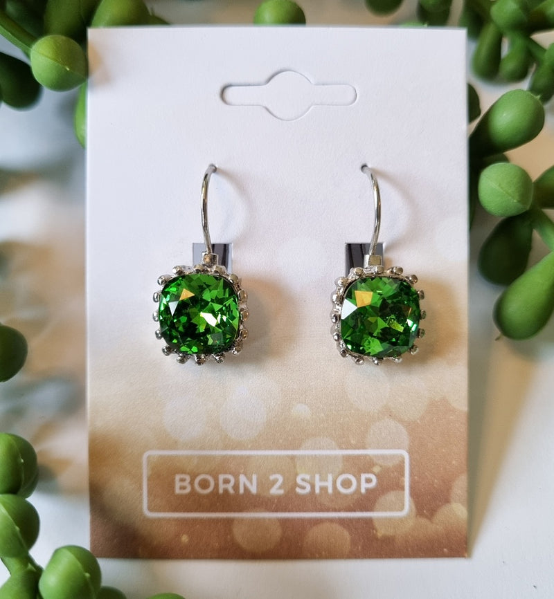 Milano Swarovski Belle Drop Earrings - Fern - Silver