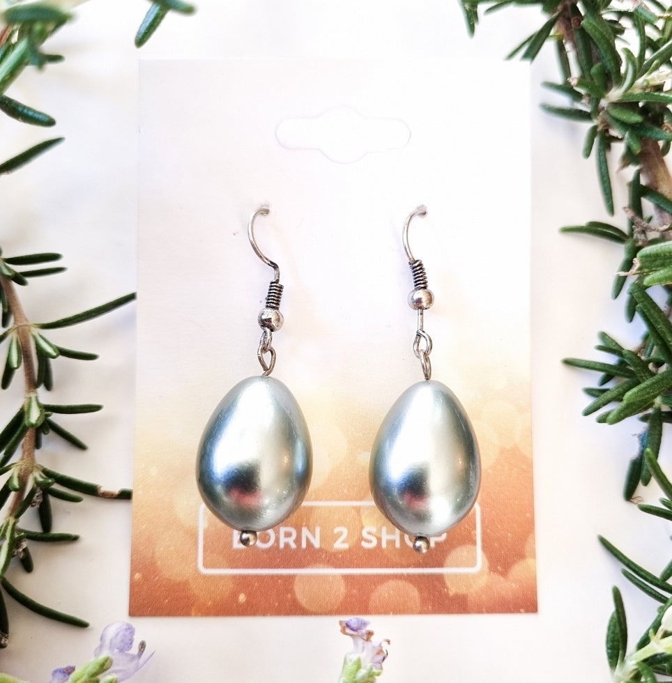 Milano Swarovski Sophisticated Earrings -Grey Pearl