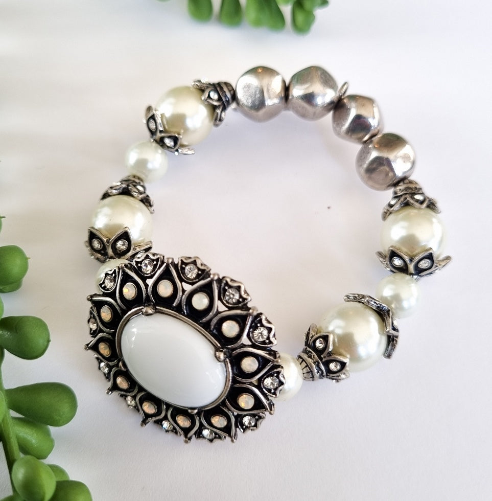 Milano Swarovski Bracelet - White Jewel Silver
