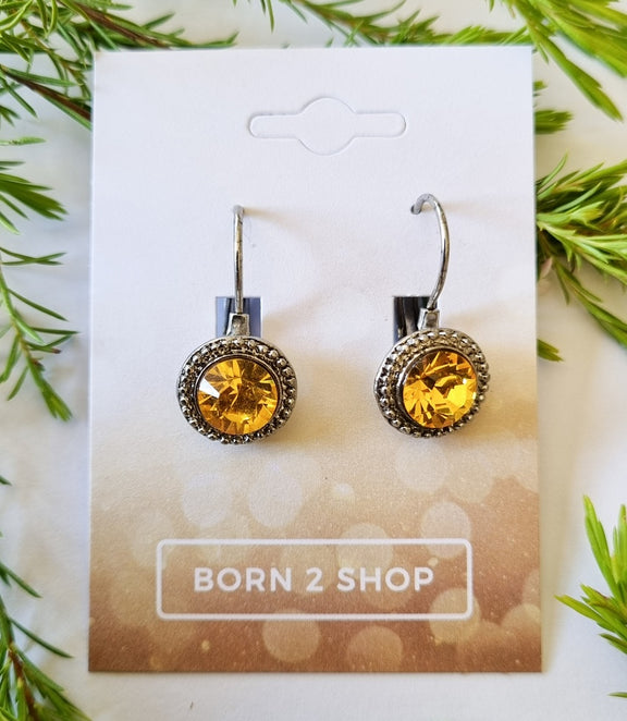 Milano Swarovski Classic Drop Earrings - Sunflower - Silver