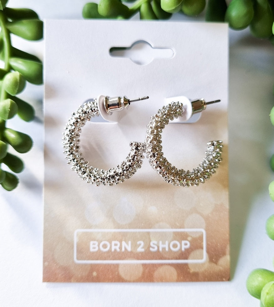 Paris Contemporary Chic Sophisticated Hoop Earrings - Silver